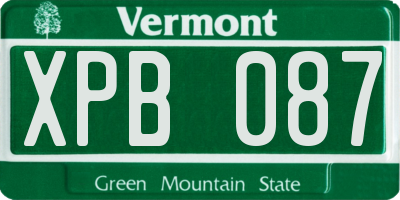 VT license plate XPB087