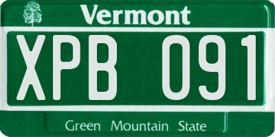 VT license plate XPB091