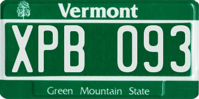 VT license plate XPB093