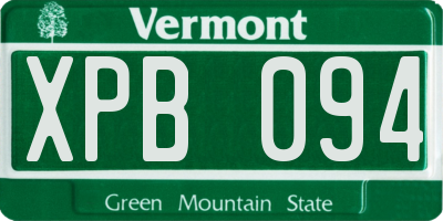 VT license plate XPB094