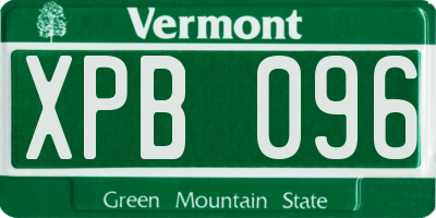 VT license plate XPB096