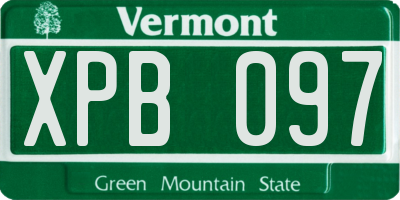 VT license plate XPB097