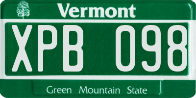 VT license plate XPB098
