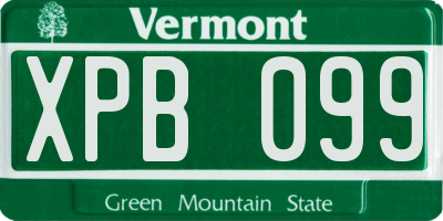 VT license plate XPB099