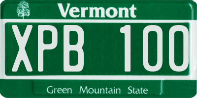 VT license plate XPB100