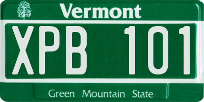 VT license plate XPB101