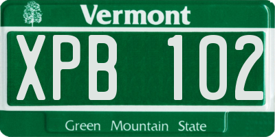 VT license plate XPB102