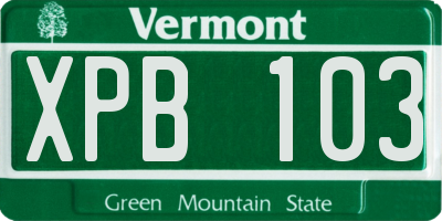 VT license plate XPB103