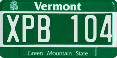VT license plate XPB104