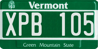 VT license plate XPB105