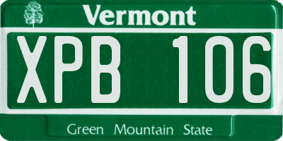 VT license plate XPB106