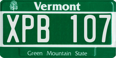 VT license plate XPB107