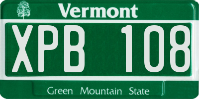 VT license plate XPB108
