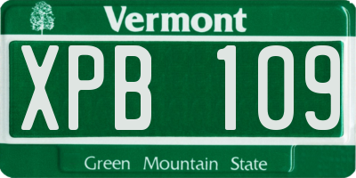 VT license plate XPB109