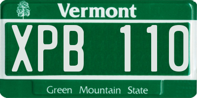 VT license plate XPB110