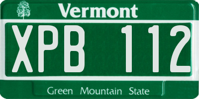VT license plate XPB112