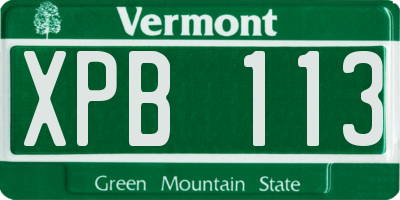 VT license plate XPB113