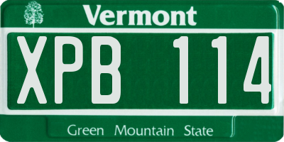 VT license plate XPB114