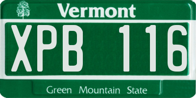 VT license plate XPB116