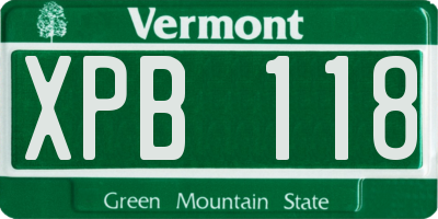 VT license plate XPB118