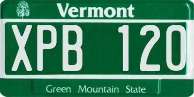 VT license plate XPB120