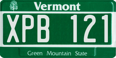 VT license plate XPB121