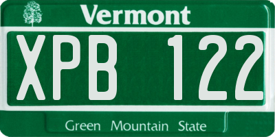 VT license plate XPB122
