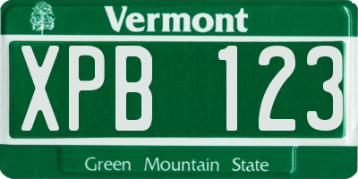 VT license plate XPB123