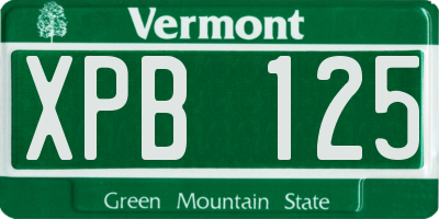 VT license plate XPB125