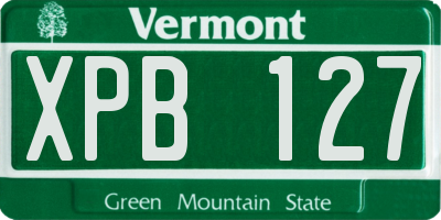 VT license plate XPB127