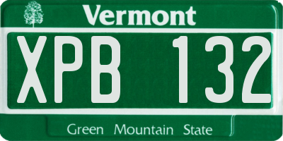 VT license plate XPB132