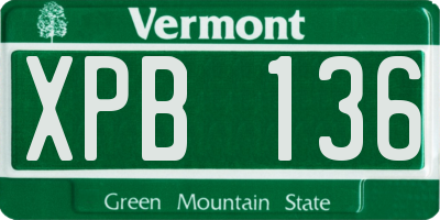 VT license plate XPB136