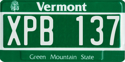 VT license plate XPB137