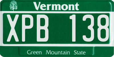 VT license plate XPB138