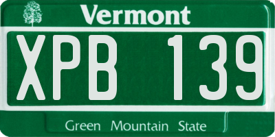 VT license plate XPB139