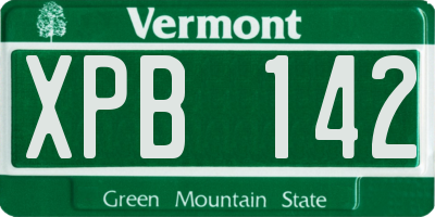 VT license plate XPB142