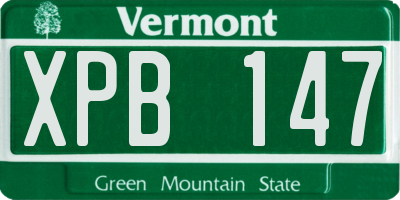 VT license plate XPB147