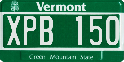 VT license plate XPB150