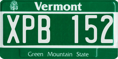 VT license plate XPB152