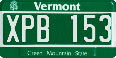 VT license plate XPB153