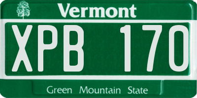 VT license plate XPB170