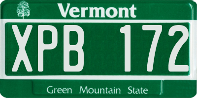 VT license plate XPB172
