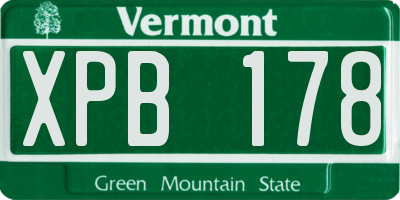 VT license plate XPB178