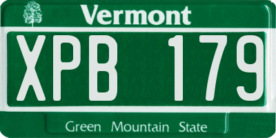 VT license plate XPB179