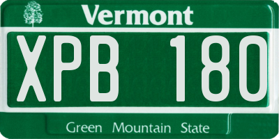 VT license plate XPB180