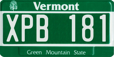 VT license plate XPB181