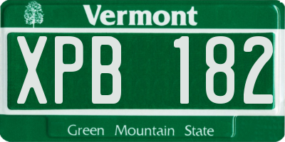 VT license plate XPB182