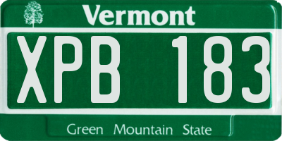 VT license plate XPB183