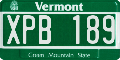 VT license plate XPB189