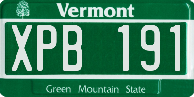 VT license plate XPB191